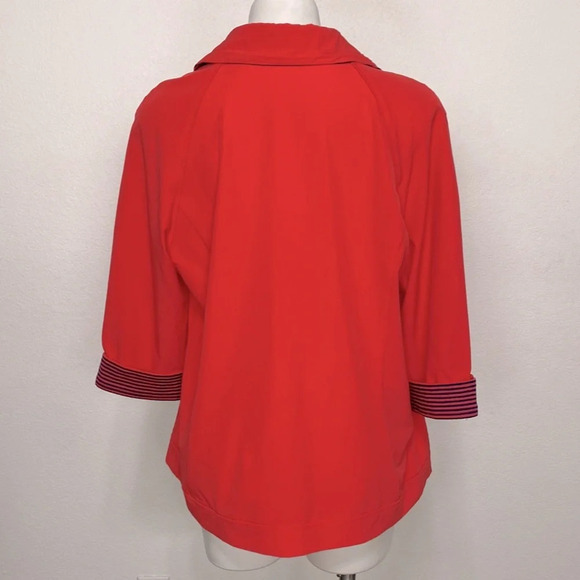 Chico's Neema Striped-Trim Nautical Full Zip Gorpcore Jacket Size L - Picture 2 of 7